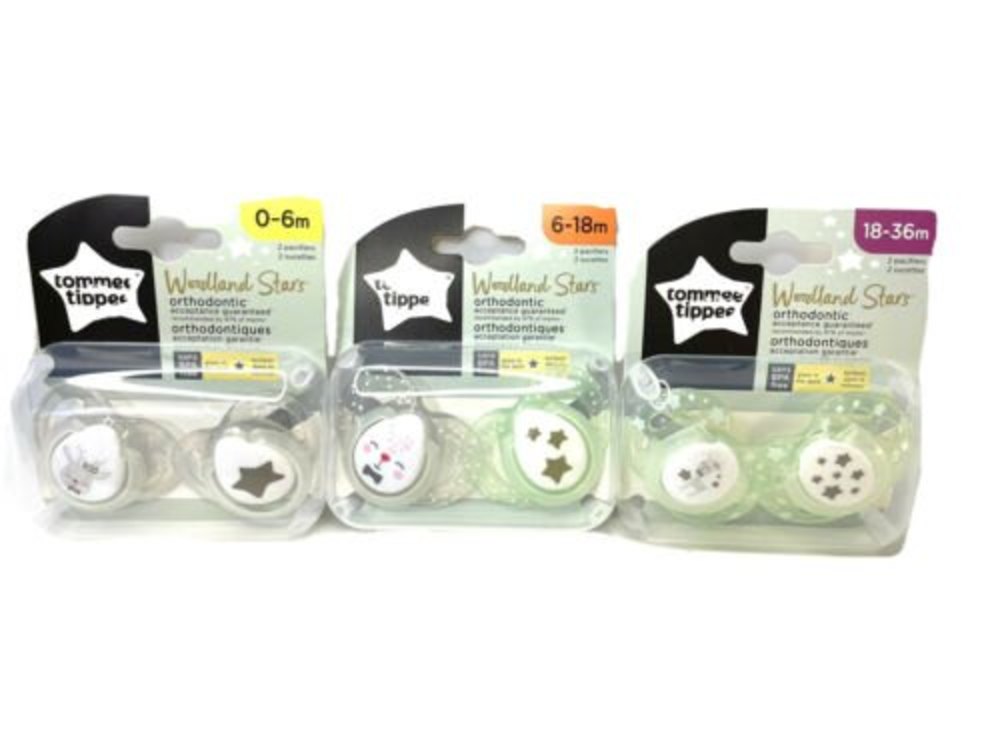 NEW Tommee Tippee Woodland Stars 0-6m 6-18m 18-36m Pacifier Lot of 6 Orthodontic